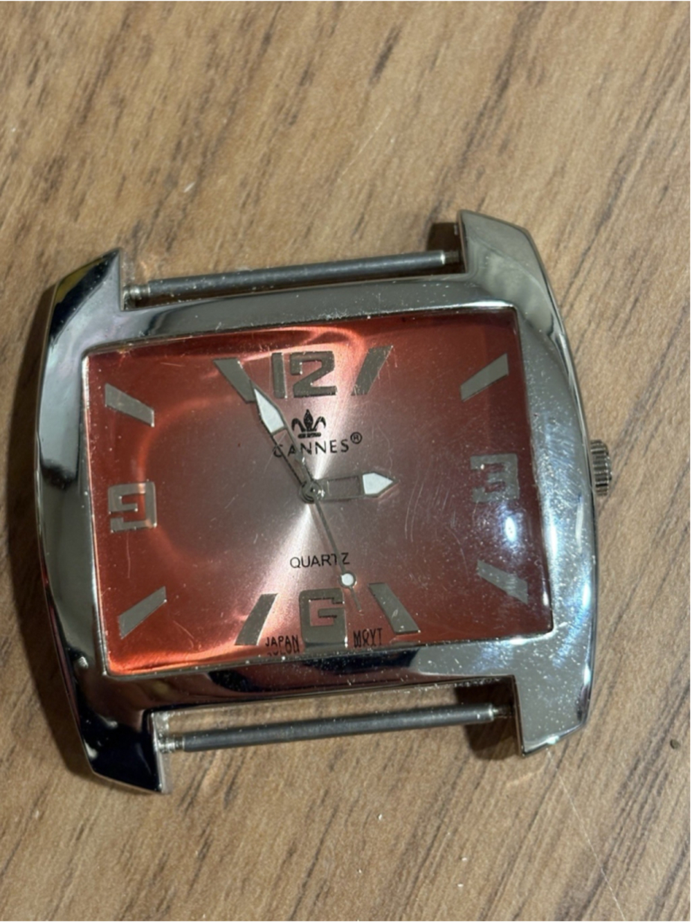 Cannes Ladies Watch As Is Red Strap Pink Face Silver Retro Soft Girl Cottage A2